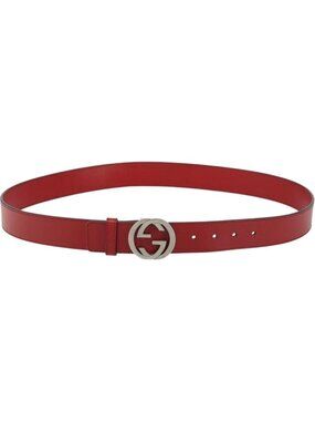 GUCCI Belt Leather 46.1"" Red 105 42 493075